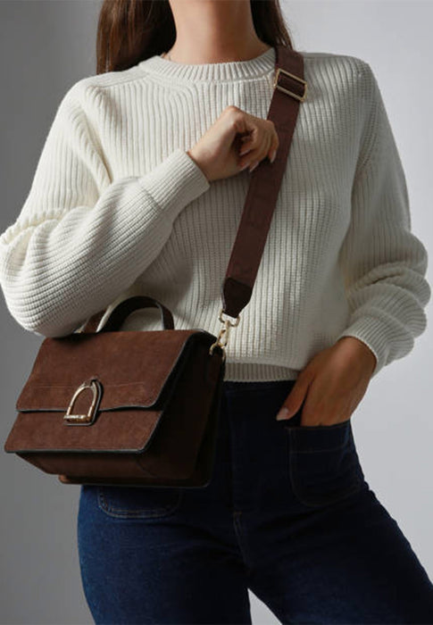 Sac bandouliere Etrier Altesse suede Easu048m CHOCOLAT
