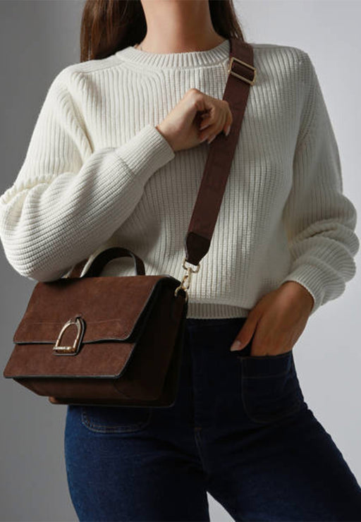 Sac bandouliere Etrier Altesse suede Easu048m CHOCOLAT