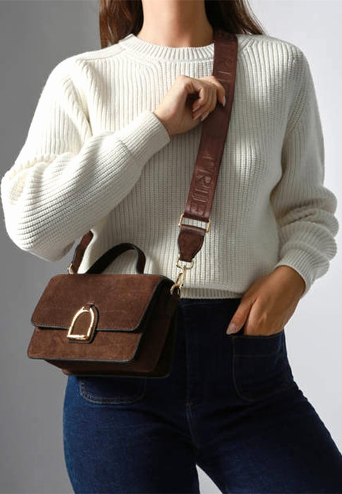 Sac bandouliere Etrier Altesse suede Easu048s CHOCOLAT