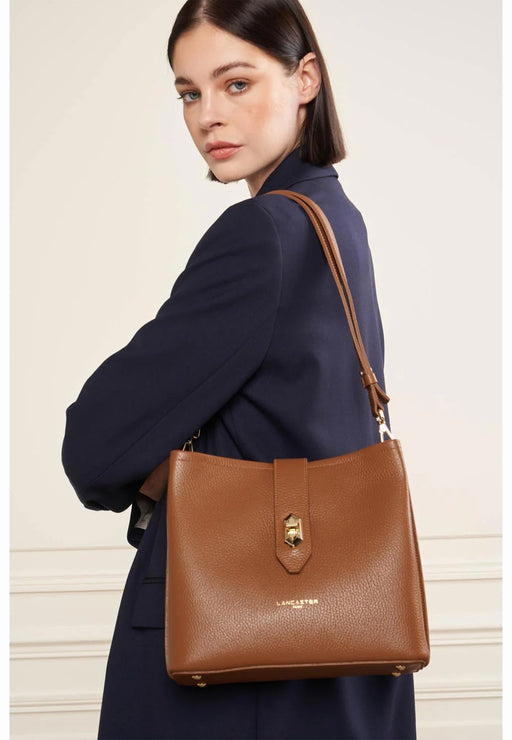 Sac bandouliere Lancaster Top double 470-62 CAMEL IN OR