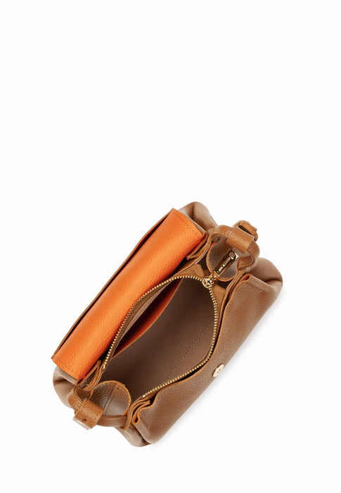 Sac bandouliere Lancaster Accordéon double 470-87 CAMEL IN OR