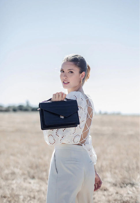 Sac bandouliere Lancaster Zoe 480-010 NOIR CROCO