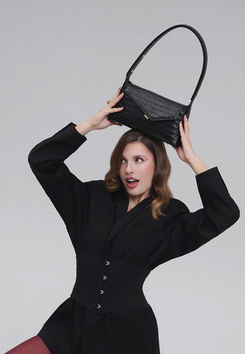 Sac bandouliere Lancaster Zoe 2.0 480-012 NOIR CROCO