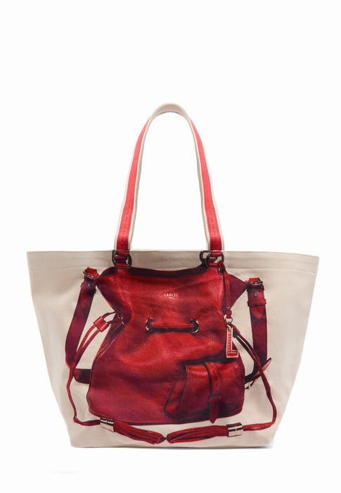 Tote bag Lancel 150 ans A14372 FV NATURAL RED