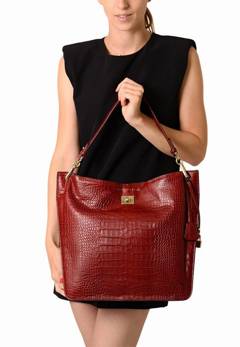 Sac a main Mac douglas Romy Kentucky m romy 64CM CROCO CARMIN