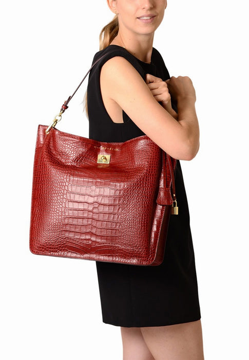 Sac a main Mac douglas Romy Kentucky m romy 64CM CROCO CARMIN