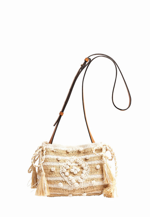 Gerard darel Sac bandouliere Raphia raye 1100 BLANC