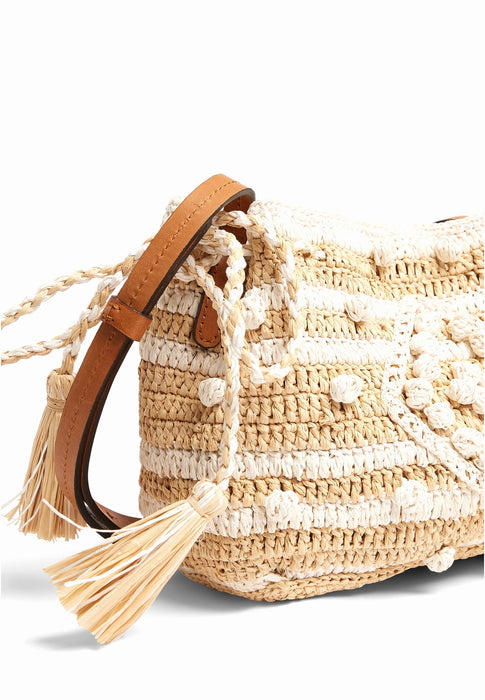 Gerard darel Sac bandouliere Raphia raye 1100 BLANC