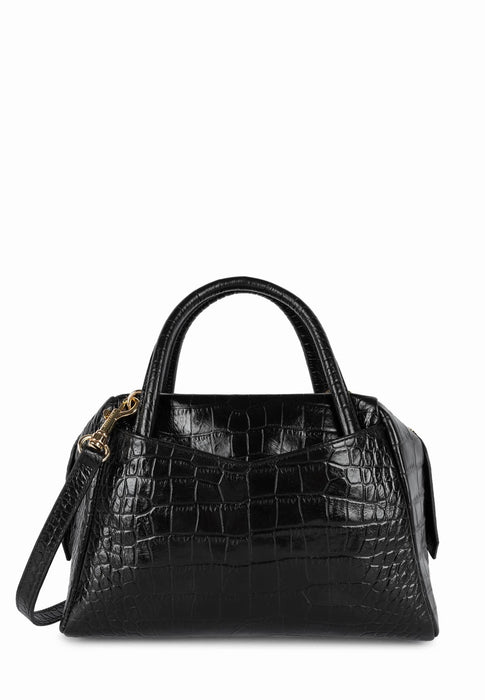 Lancaster Sac a main Exotic croco cn NOIR