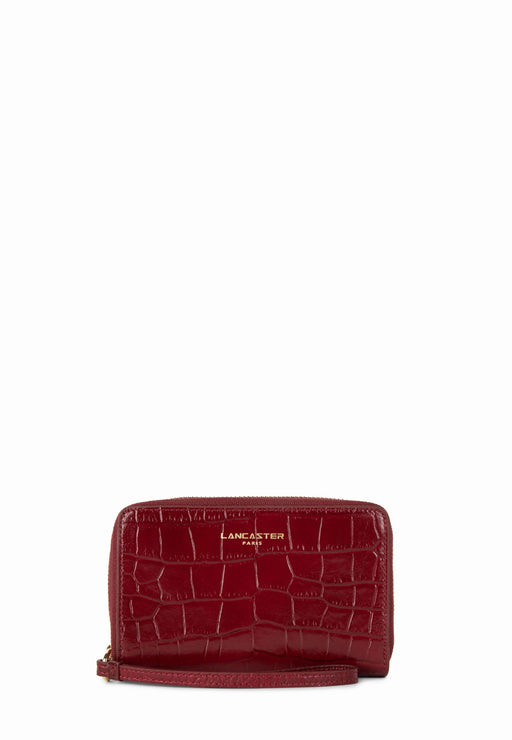 Le portefeuille femme Lancaster exotic Lézard & croco couleur Carmin 