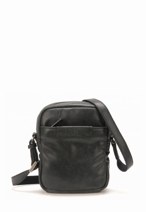Sacoche petit format Arthur & Aston ligne Diego noir en cuir de vachette